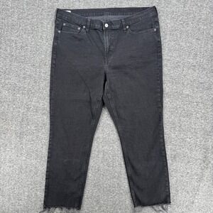 Gap Vintage Slim Mid Rise Jeans Black Raw Hem Denim Pants Womens Size 20R